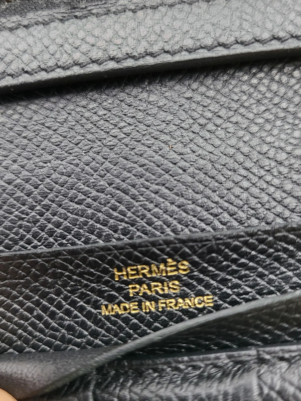 Hermes Bearn Black Epson Calfskin Leather Wallet with Gold Foil Logo,,Authentic.